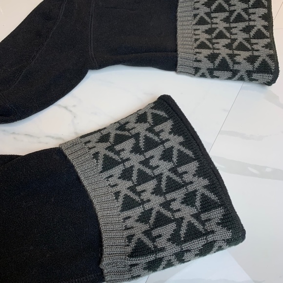 MICHAEL KORS Black/Grey MK Logo Cuff Boot Liners Socks S/M 6-8. - Picture 2 of 7